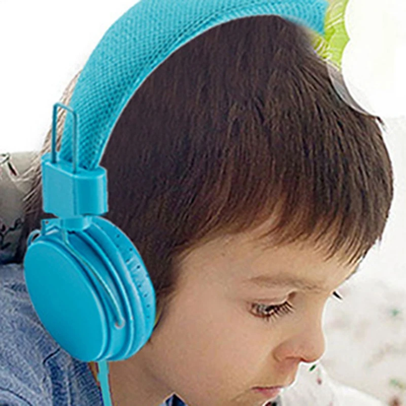 Childrens Foldable Headset 3 5mm Jack Compatible with iPad Mobile Computer MP3 4 Kindle Microphone Wired Headset