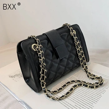 

[BXX] 2020 Autumn And Winter Female Fashion Versatile Simple Lingge Women's Bag Chain Single Shoulder Underarm Small Bag 8D048