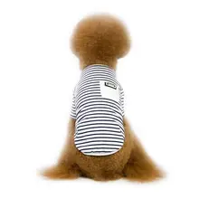 Новинка; одежда для маленьких собак; летняя футболка в полоску с героями мультфильмов для собак; Милая футболка с терьером в йоркширском стиле; дышащий жилет для домашних животных