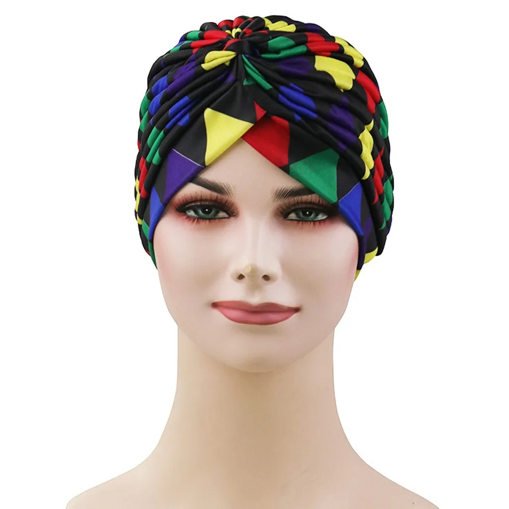 Women Print Indian Hat Muslim Stretch Turban Chemo Cap Head Scarf Wrap Hots hats for women summer hat Sun high quality | Аксессуары для