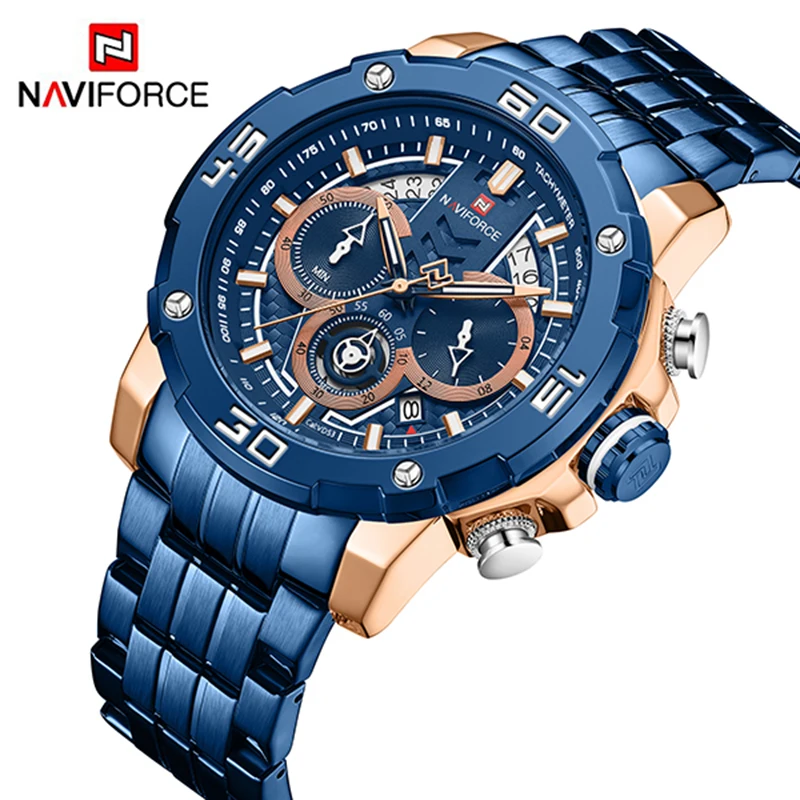 Часы наручные NAVIFORCE мужские спортивные брендовые Роскошные водонепроницаемые
