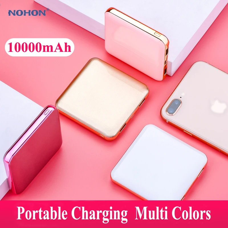 Внешний мини-аккумулятор Nohon 10000 мАч для iPhone 11 XR XS Huawei Xiaomi Samsung 2 внешний USB