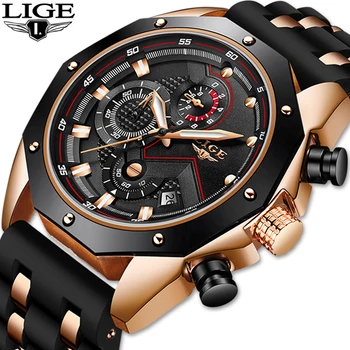 

LIGE Watch Men Fashion Quartz Clock Army Military Men Watches Top Brand Luxury Silicone Waterproof Sport Watch Relogio Masculino