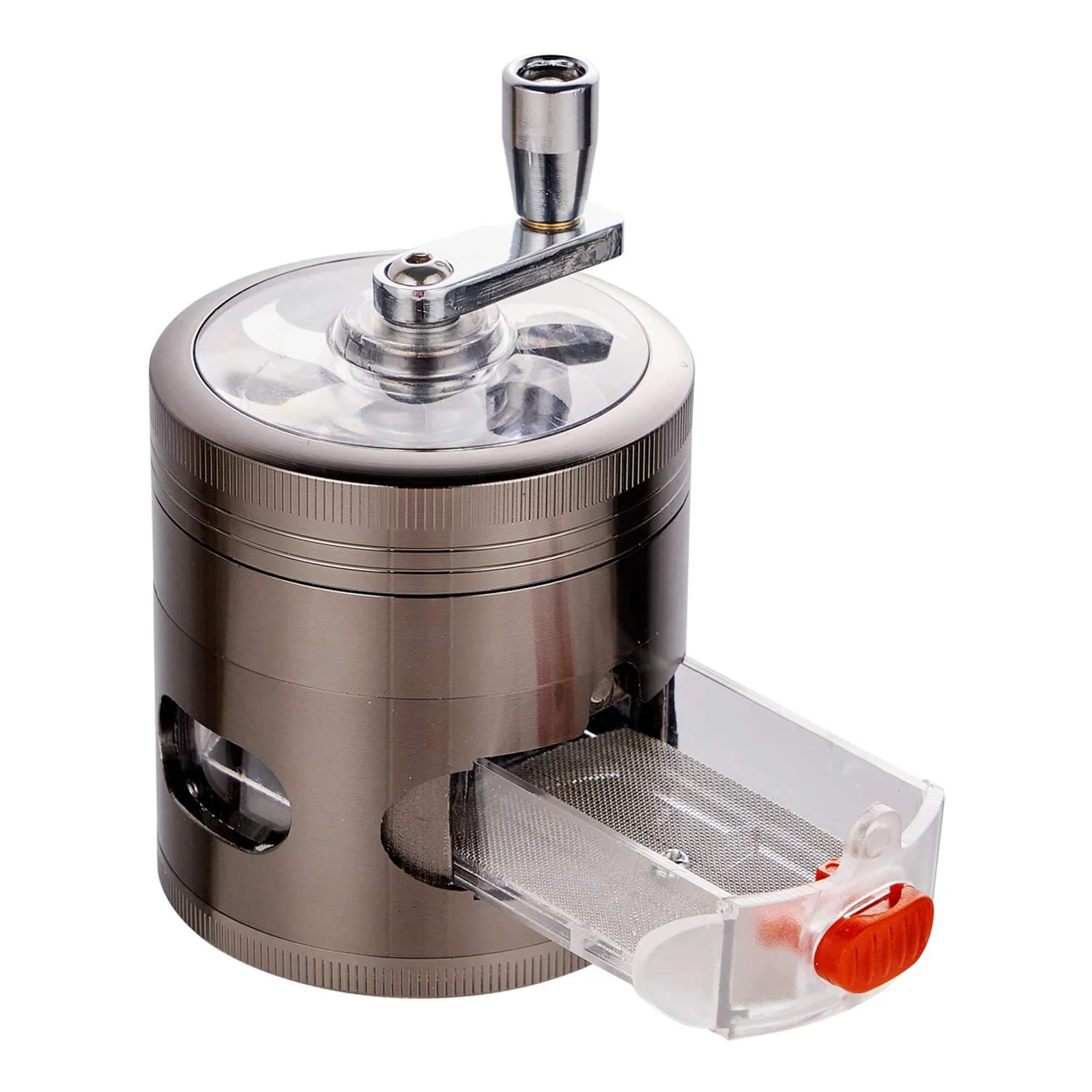 

Faroot Hand Grinder with Drawer 4 Layers Detachable Zinc Alloy Clear Top Metal Food Processor