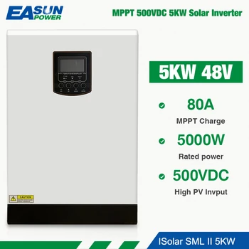 

EASUN POWER Soalr Inverter 5000W 500Vdc Pure Sine Wave MPPT 80A 48V 220V Off Grid 5Kva WIth 60A Battery Charger
