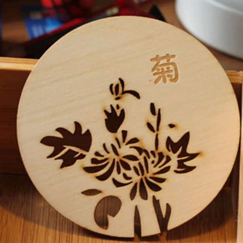 Dozzlor 1 шт. китайский стиль деревянная подставка под чашку коврик круглый держатель для напитков колодки Орхидея Слива бамбуковый Хризантема коврик для посуды