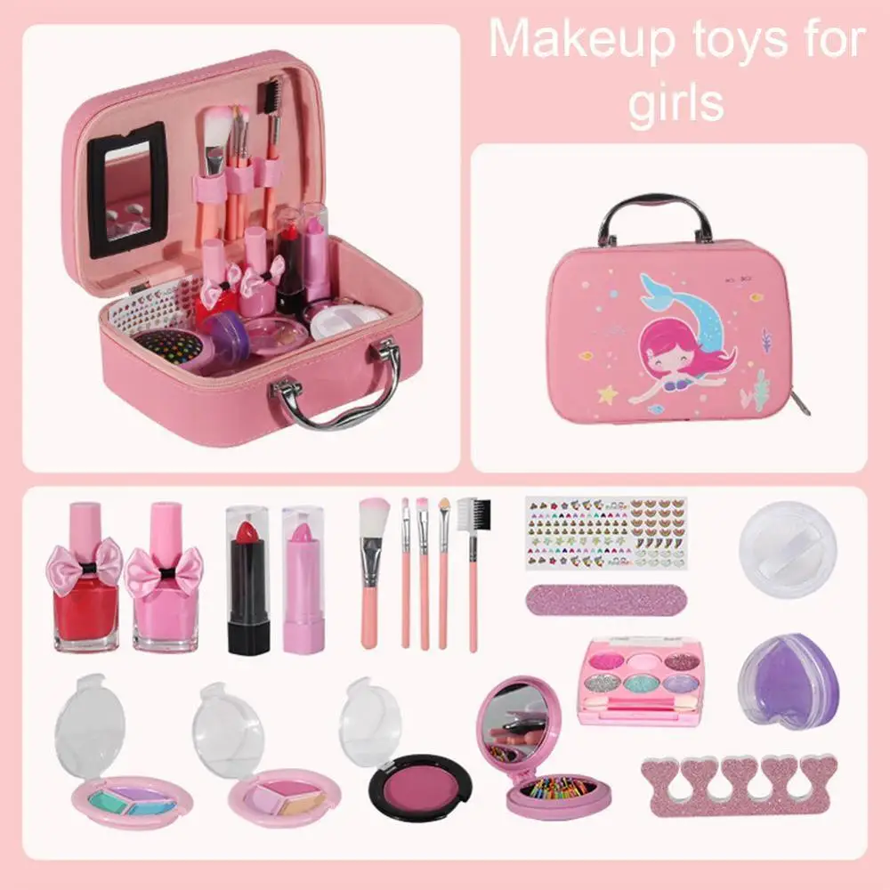 Conjunto de maquillaje a la moda para niños, caja de maquillaje lavable segura, juguetes para juego de imitación de princesa, juguetes para bebés
