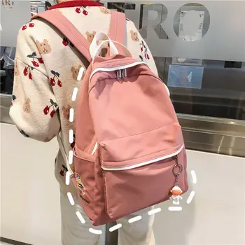 

Teen School Bags for Girls Teenage Backpack Women Bag School Nylon Solid Black Student Bookbag Female Junior High Schoolbag