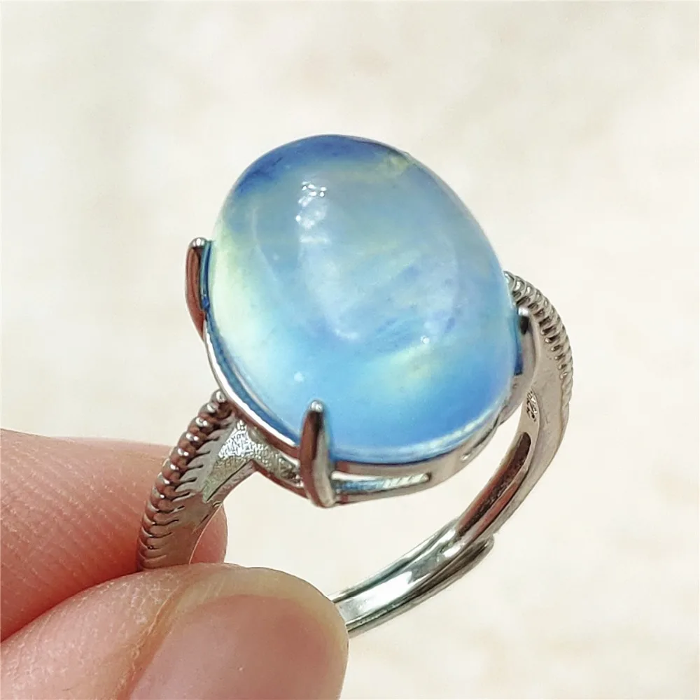 jewellery shop near me Genuine Natural Blue Aquamarine Clear Oval Ring Adjustable Crystal Size 925 Silver Aquamarine Ring Gemstone AAAAA nose pin