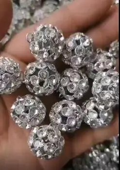 

(TY026) 18mm diameter rhinestone metal button with loop,silver plating,ball shape,clear crystals