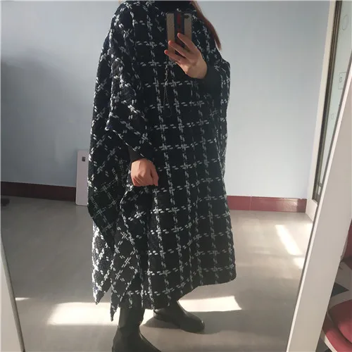 SuperAen европейский плащ Женское шерстяное пальто дикое повседневное модное клетчатое Женское шерстяное пальто осень и весна Новинка женская одежда