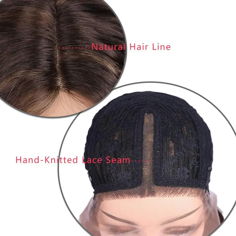 Lace Front Human Hair Wigs Water Wavy Wig Mix Color Brown & Auburn Color Part Lace Brazilian Remy Hair Wig For Black Women