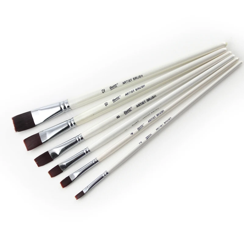 

Beginner 6Pcs Paint Brushes Set Wood Nylon Flat Shape Paint Brushes for Watercolor Oil Acrylic Painting Drawing Art Supplies