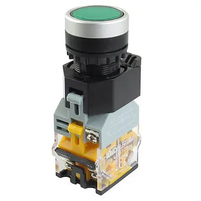 

AC 415V 10A 1NO 1NC DPST Green Flat Momentary Push Button Switch w LED Light