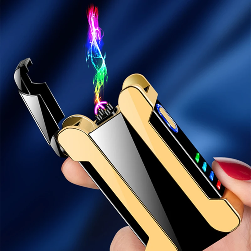 

Creative Windproof USB Dual Arc Cigarette Lighter LED Love Projection Metal Plasma Cigar Lighter New Christmas Men Gift Gadgets