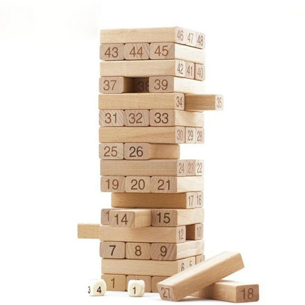 

54Pcs Digital Layer Stacking Log Blocks Stacked Building Construction Toys Wooden Blocks Intelligence Toys for Adult Children