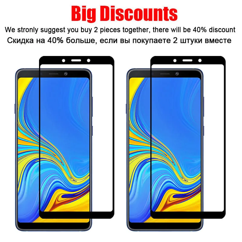 1000 шт полное защитное 9H закаленное стекло для samsung Galaxy A6 Plus A8 A750 A3 A5 A7 протектор экрана