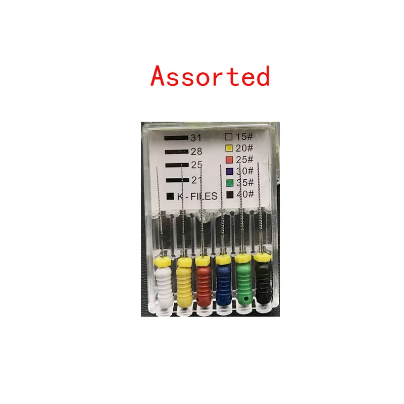 Assorted 10 коробок Endodontic Root Canal K файлы(Ручное использование) стоматологический k-файл 25 мм Эндодонтические Инструменты Стоматологические Инструменты для отбеливания зубов - Цвет: Assorted