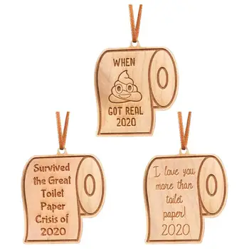 

2020 Quarantine Survived the Great Toilet Paper Engraved Personalise Christmas Hanging Wooden Board Handmade Solid Ornament Gift