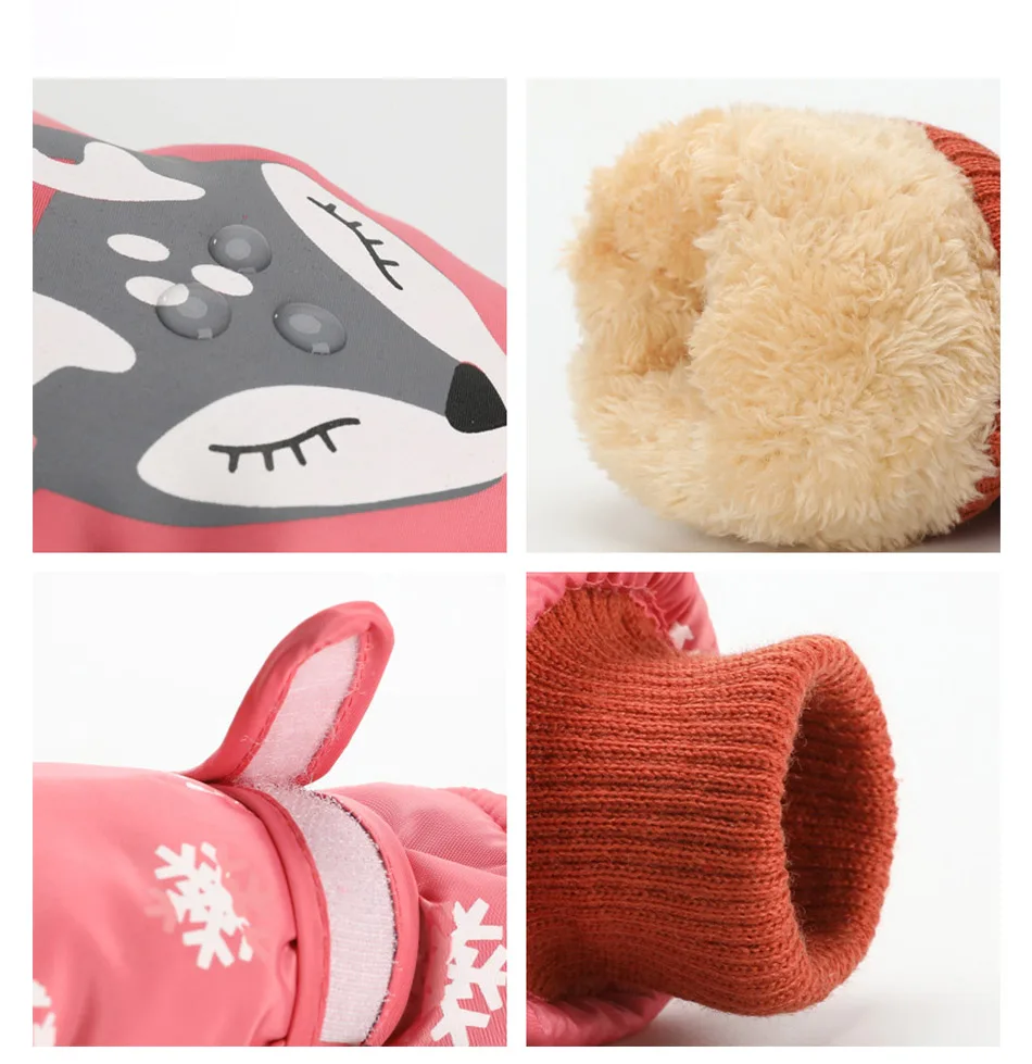 RUINPOP зимние лыжные перчатки детские ветрозащитные водонепроницаемые толстые перчатки варежки Зимние аксессуары для мальчиков и девочек