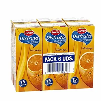 

JUVER néctar naranja sin azucares añadidos pack 6 unidades 200 ml