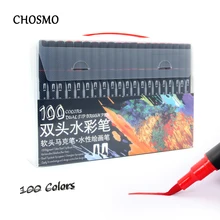 100 цветов, двухконцевая кисть, фломастер, авторучка, художественный маркер, тонкая подводка, кисть для рисования, акварельная ручка для цветной манги