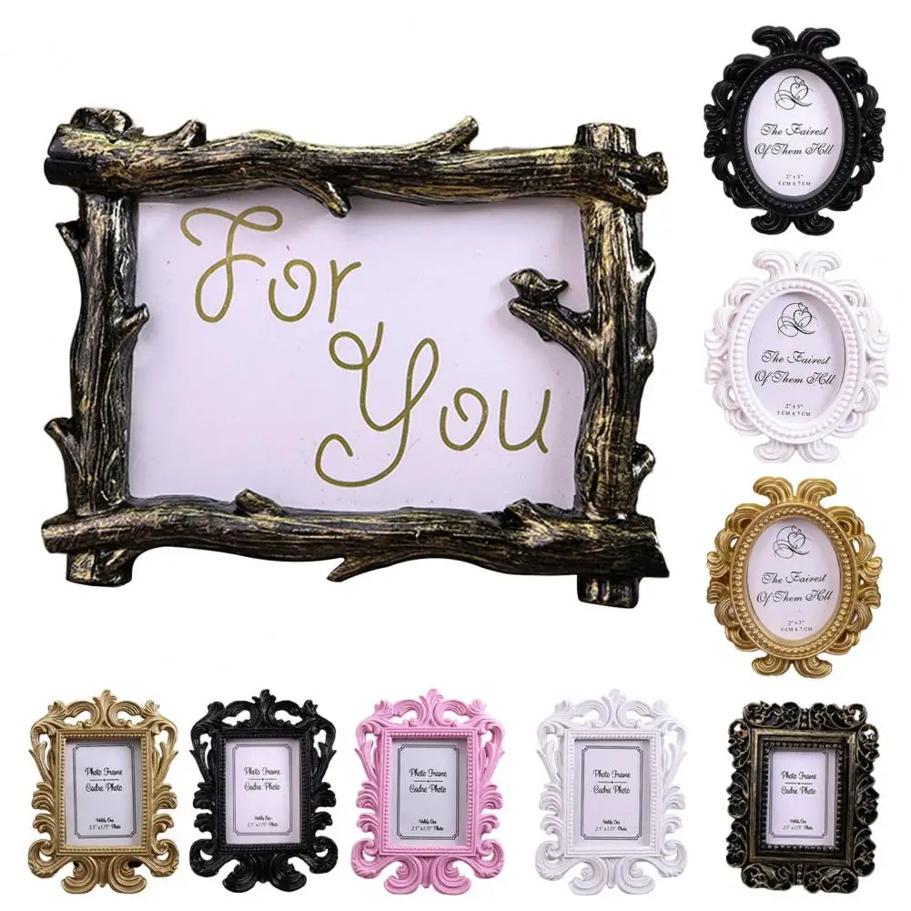 Retro Floral Photo Frame Elliptical Desktop Picture Frame Ornament Small Baroque Photo Holder Prop photo frame wood canvas frame wood photo frame wood frame wood picture frame art frames Wedding Home Decor Gift