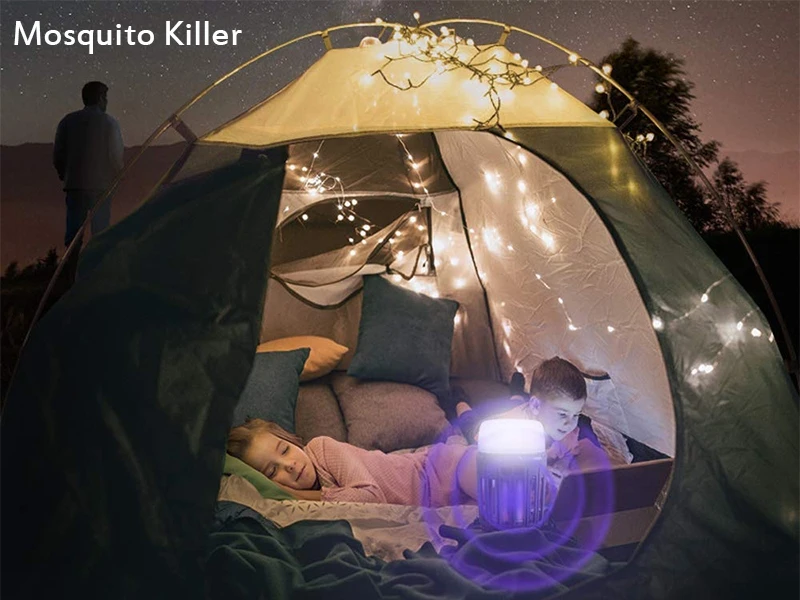 Portable Mosquito Fly Killer Camp Lamp IP67 Waterproof LED Tent Light Mosquito Trap Lamp Bug Zapper Outdoor Camping Lantern