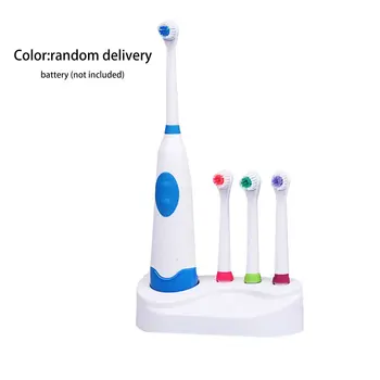 

Revolving Electric Toothbrush Waterproof Battery Electric Toothbrush Tooth Cleaning With 4 Brush Head 4 Shield and Base