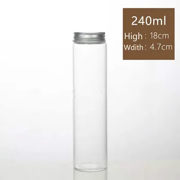 

24PCS 47*180mm 240ml Glass Bottle With Cap Kitchen Glass Canister Snack Sugar Storage Container Jar Bottle Kitchen Accessories
