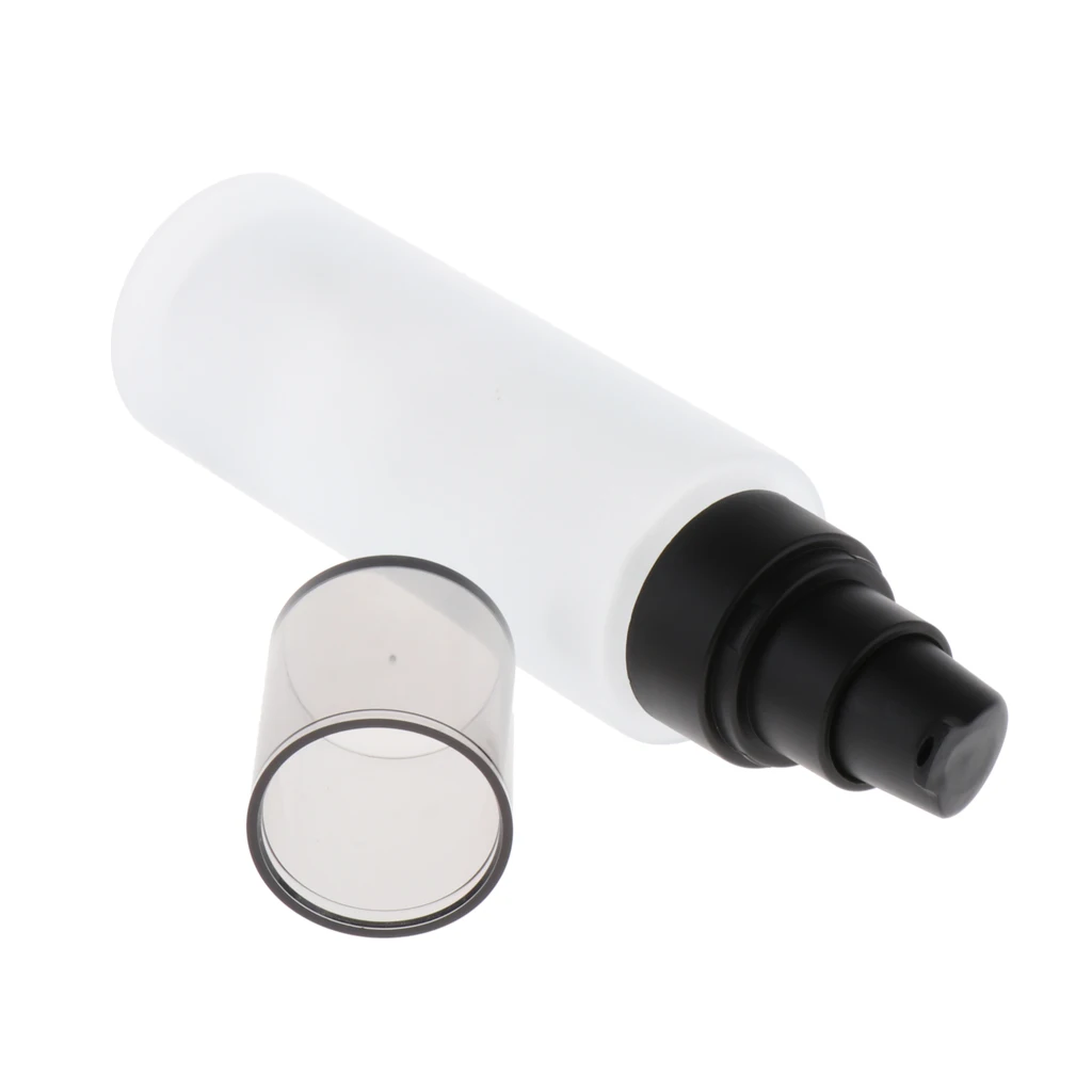 Empty Frosted Glass Pump Bottle Matte Lotion Bottle Refillable Container for Travel, Cosmetics, Aromatherapy and more