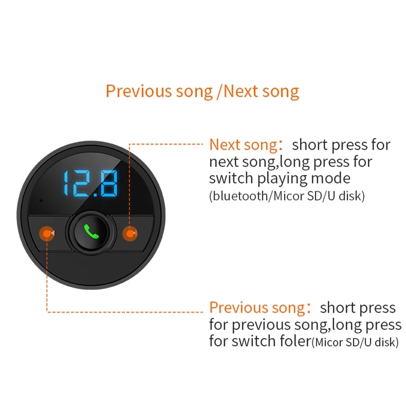 Автомобильный fm-передатчик VicTsing, Bluetooth, автомобильный комплект громкой связи, A2DP, Автомобильный MP3-плеер, TF карта/U диск, переключатель папки QC3.0, быстрая зарядка
