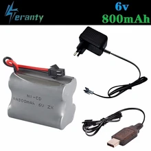 SM Plug) аккумулятор NiCD 6v 800mah+ зарядное устройство USB для радиоуправляемых игрушек, автомобилей, танковых роботов 2877 3831, NI-CD лодки AA 6 v, перезаряжаемый аккумулятор