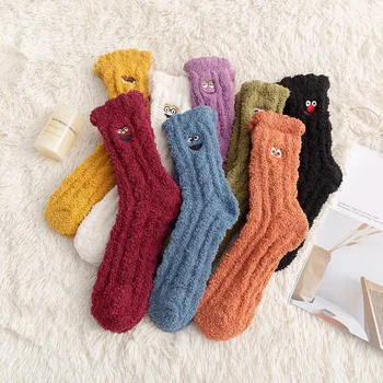 

Cute Expression Velvet Thick Socks Women Winter Warm Socks Girls Thicken Funny Socks Floor Sleep Calcetines Mujer Christmas