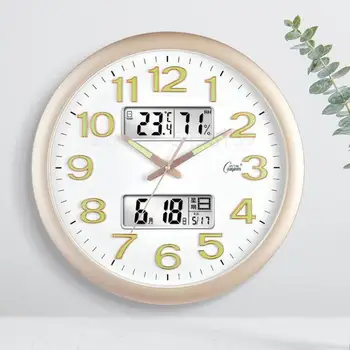 

Living room home fashion creative perpetual calendar quartz wall clock electronic atmosphere mute night photoelectric clock