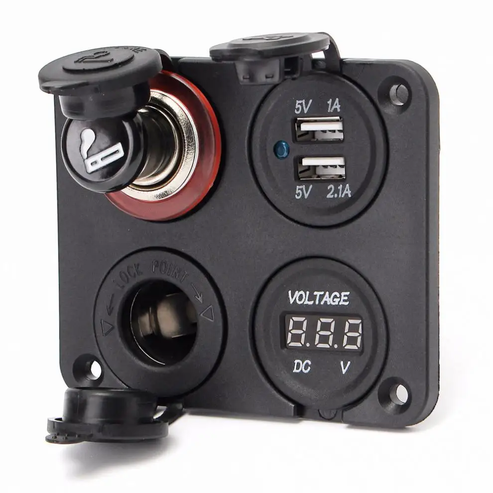 12V Auto Car Dual USB Port Adapter Charger Voltmeter Cigarette Lighter Socket with Lighter