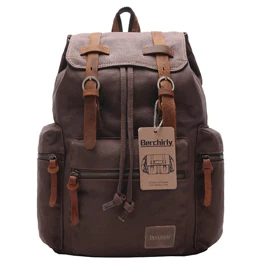 Mochila vintage BLUBOON con ribetes de piel, casual, para hombre y mujer,  mochila de viaje para ordenador portátil