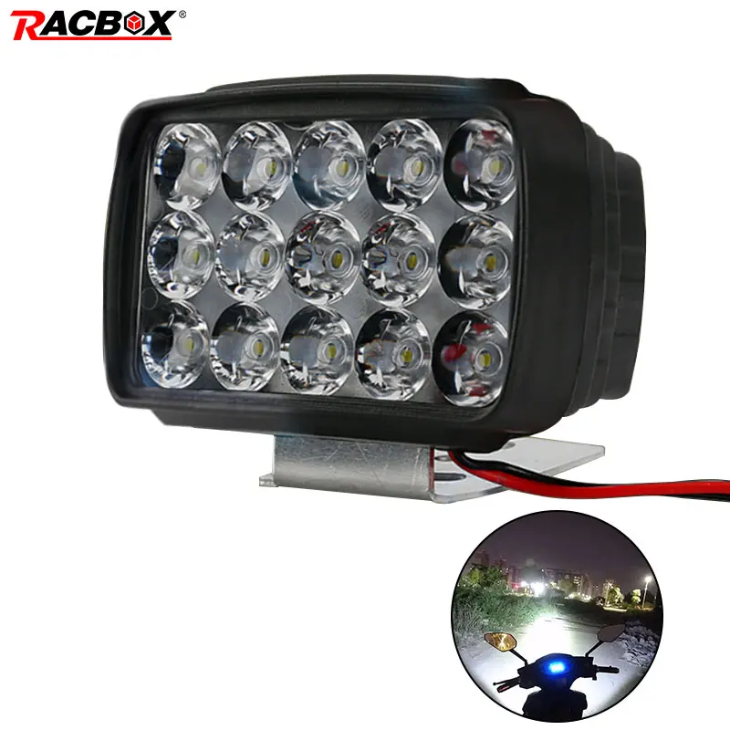 

Racbox Motorcycle Headlight LED Spotlight for Car Motorbike Tractor Boat Off Road 4WD 15led Truck SUV ATV Fog Lamp 12V 24V