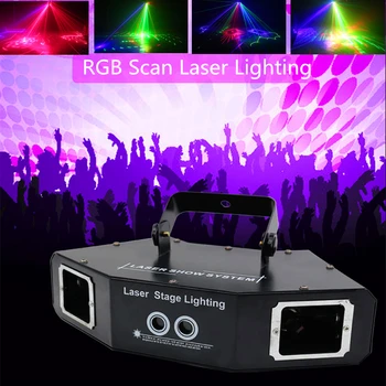 

4 Lens Sector Disco Party Laser Light DMX RGB Full Color Beam+Image Scan Lights DJ Effect Projector Scanner Laser Stage Lighting