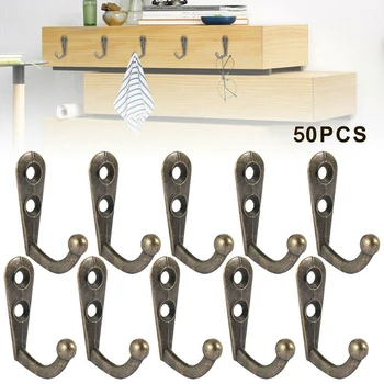 

50Pcs Household Supplies Vintage Style Rustic Cast Iron Wall Coat Hooks Hat Hook Hall Tree Hardware