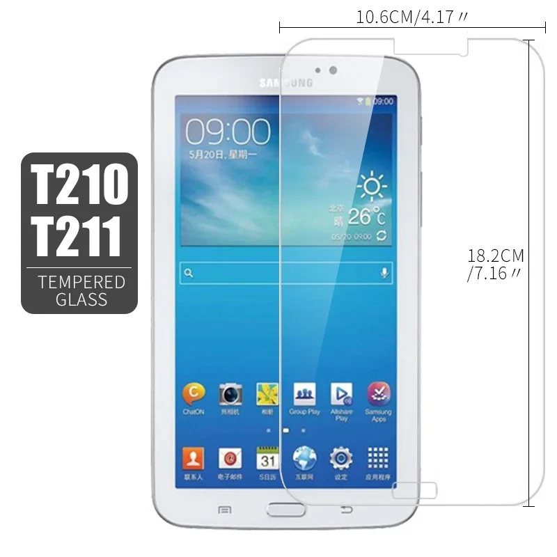 Protector de pantalla de vidrio templado para tableta, Protector de pantalla de SM-T210 de 7,0 pulgadas para tableta T210 T211, para Samsung Galaxy Tab 3, 7,0, SM-T211