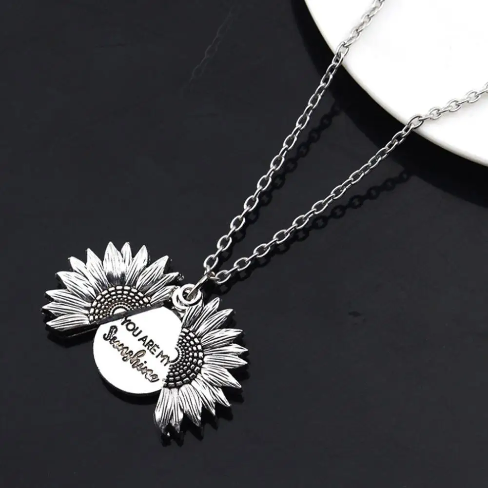С принтом You Are My Sunshine ожерелье с подсолнухом для женщин Золотая Длинная цепочка