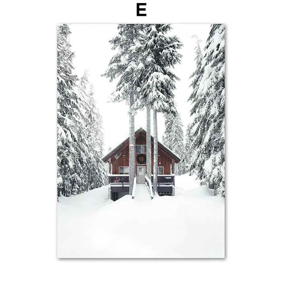 Reindeer-Cedar-Winter-Snow-Forest-House-Wall-Art-Canvas-Painting-Nordic-Posters-And-Prints-Wall-Pictures (7)