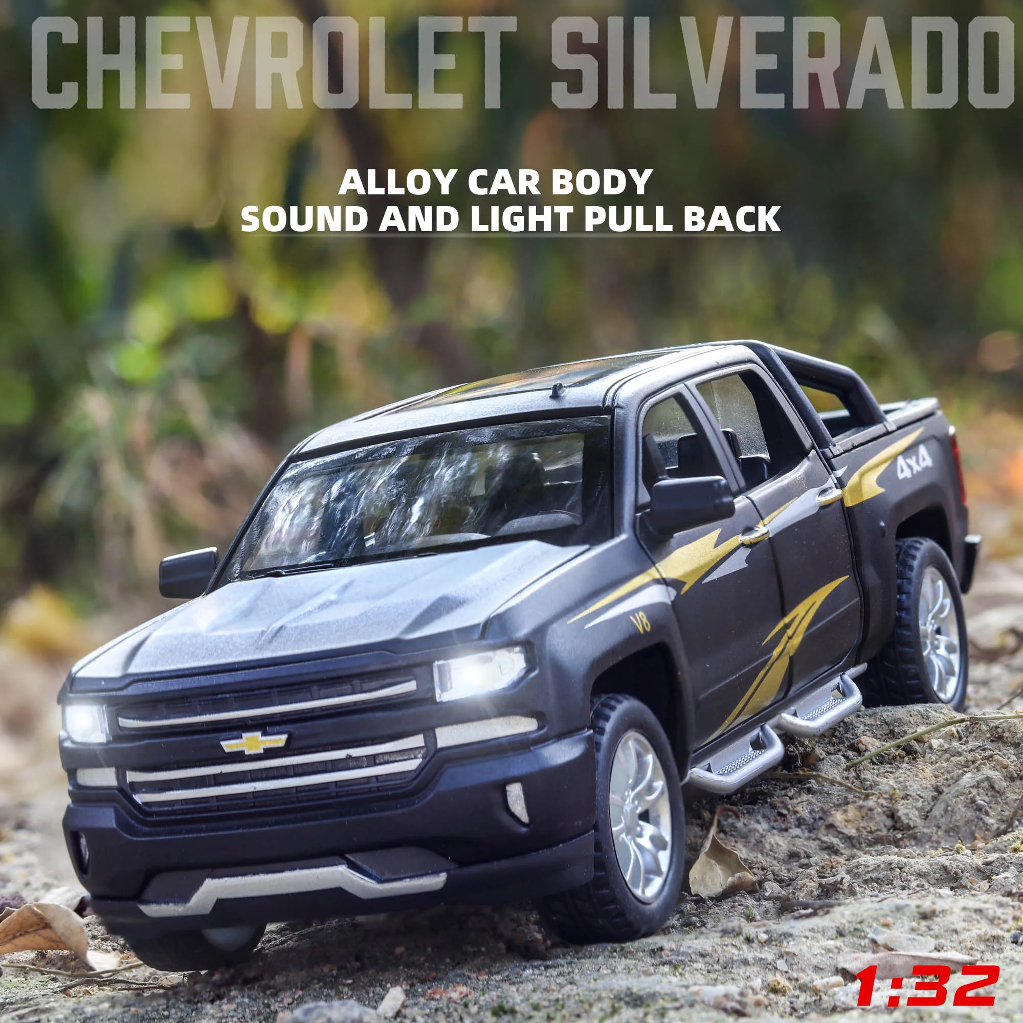 Литой автомобиль Chevrolet Solander Truck 1:32 модель моделирования автомобилей из металлического сплава вытяните назад игрушки коллекция подарки для детей