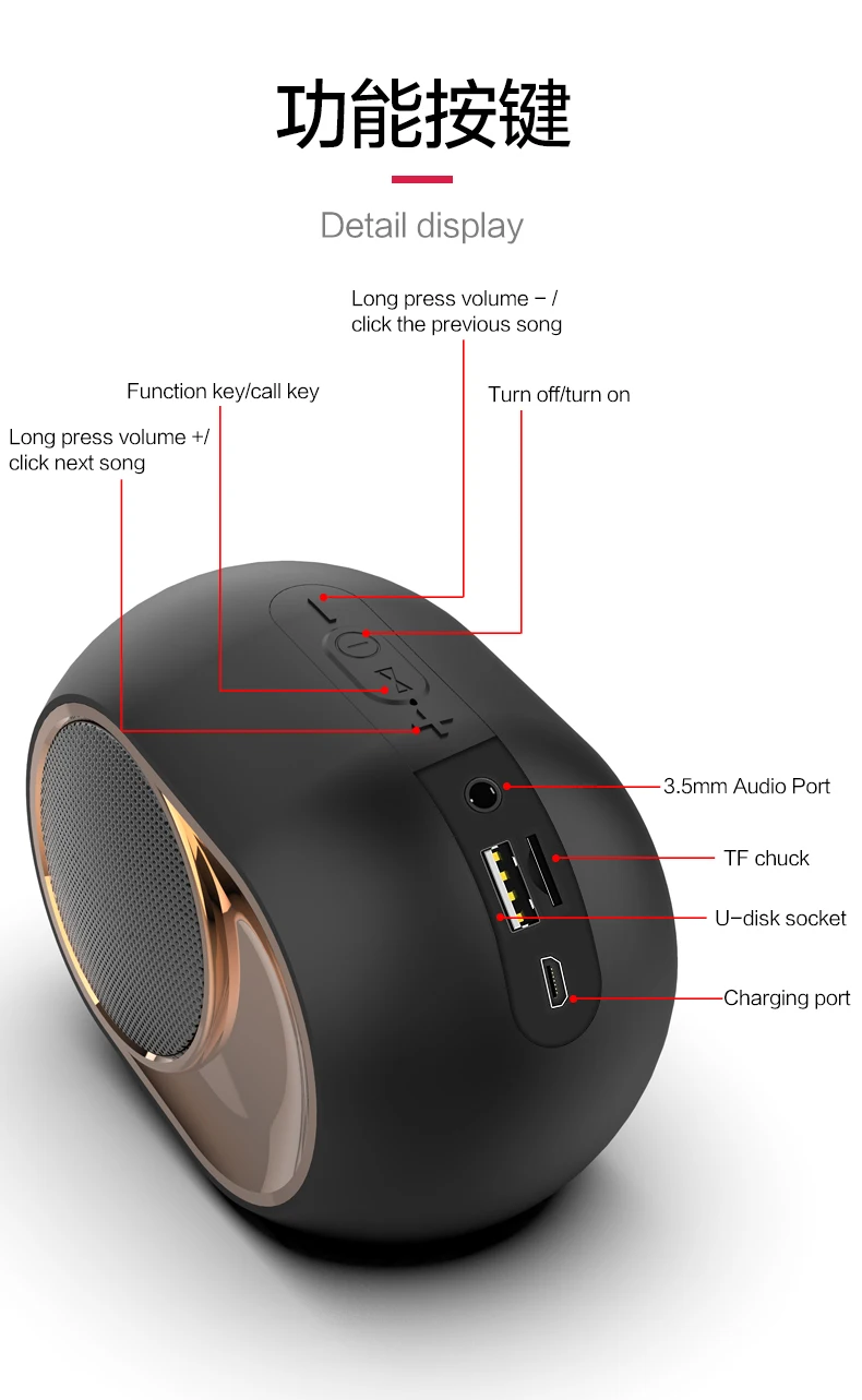 Громкий бас беспроводной динамик X6 Bluetooth V5.0 сабвуфер TWS Функция Поддержка TF USB AUX HIFI аудио