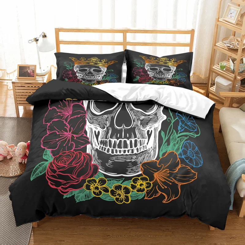 E Yi CHU xin sugar skull набор пододеяльников с черепом роскошный комплект постельного белья Королевское комфортное постельное белье Кошмар перед Рождеством Индивидуальный размер - Цвет: E