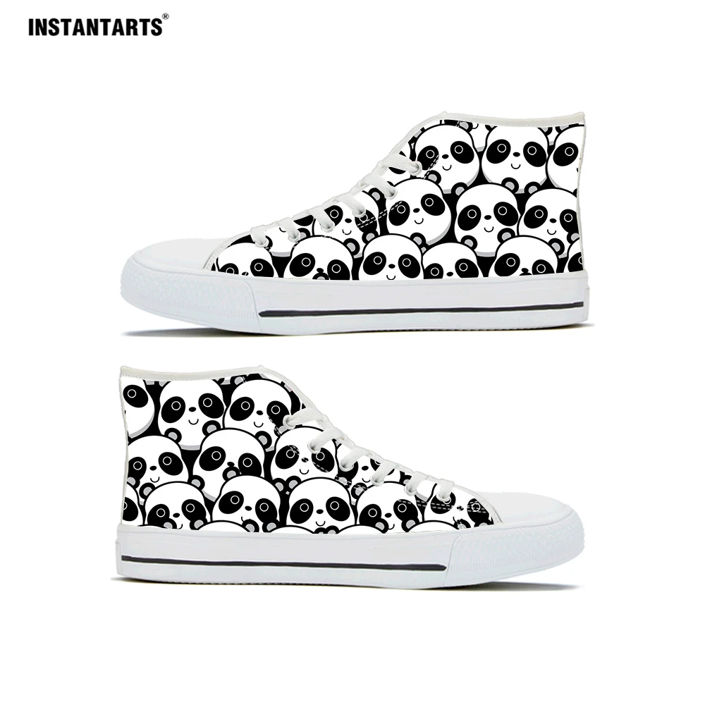  INSTANTARTS Cute Animal Women's Shoes Baby Panda Spring High Style Lacing Flats Sneakers Autumn Cas