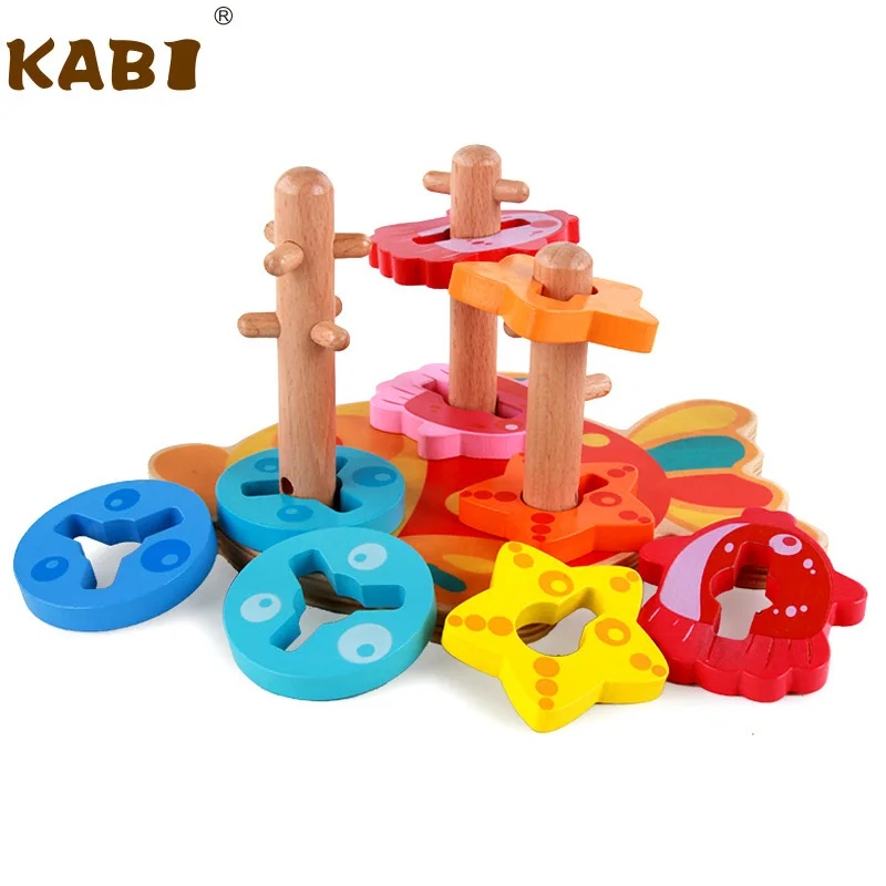 

New Style Children'S Educational Wooden Building Blocks Safe Environmentally Friendly Fish Sub-Type Building Blocks ENLIGHTEN To
