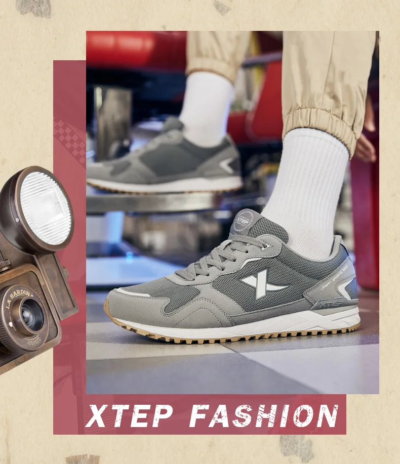 Xtep Men's New Fashion Casual Shoes Breathable Anti-slip Sports Shoes Leisure Vintage For Men's Shoes Winter 881419329663