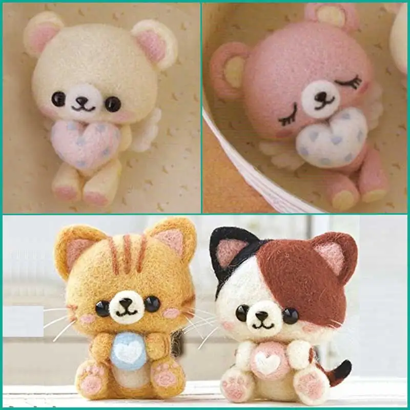 Кошка шерсть игла валяния Мама ручной работы для детей дети бабушка DIY Feltro наборы